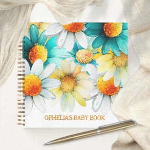 Bohemische Daisis Wildblume Muster Name Baby Book Notizbuch
