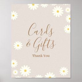 Bohemische Daisy-Blumenkarten und Geschenkgutschei Poster