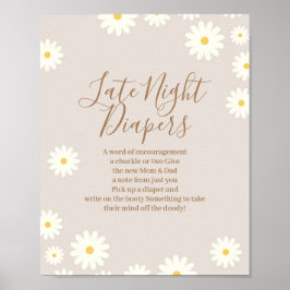 Bohemische Daisy Floral Baby Spate Night Diapers s Poster