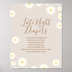 Bohemische Daisy Floral Baby Spate Night Diapers s Poster