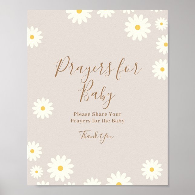 Bohemische Daisy Floral Gebete für das Baby Poster (Vorne)