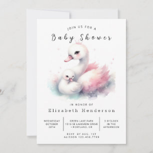 Bohemische Digital Swan Baby Dusche Einladung