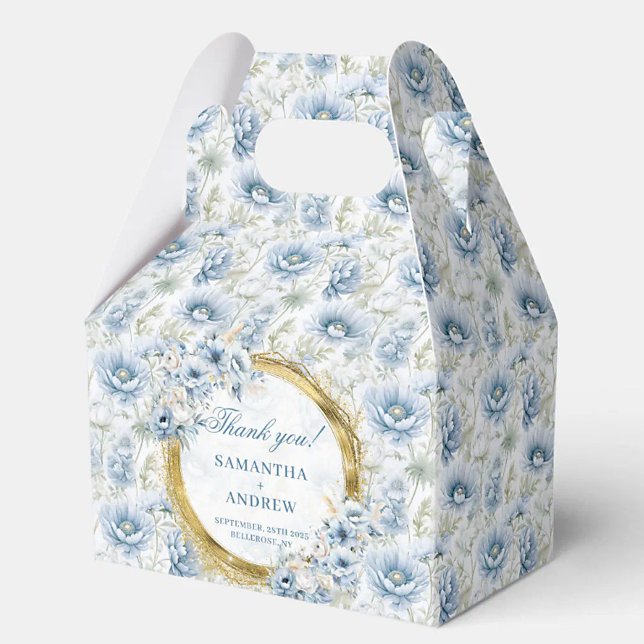 Bohemische Dusty Blue Gold Hochzeit Vielen Dank Geschenkschachtel (Stylish Bohemian Dusty Blue Gold Wedding Thank You Favor Boxes)