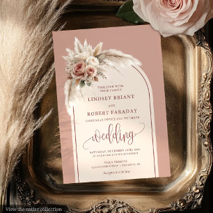 Bohemische Dusty Pink Pampas Arch Hochzeit Einladu Einladung