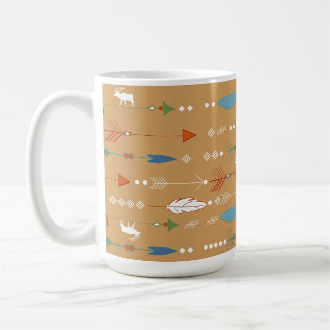 Bohemische Elchpfeile aus Stämmen Federn Kaffeetasse (Links)