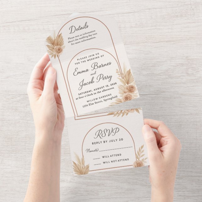 Bohemische Elegance - Einladung zur Hochzeit (Abreißtisch)