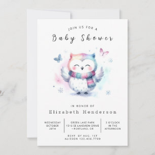 Bohemische Elegant Owl Baby Dusche Einladung