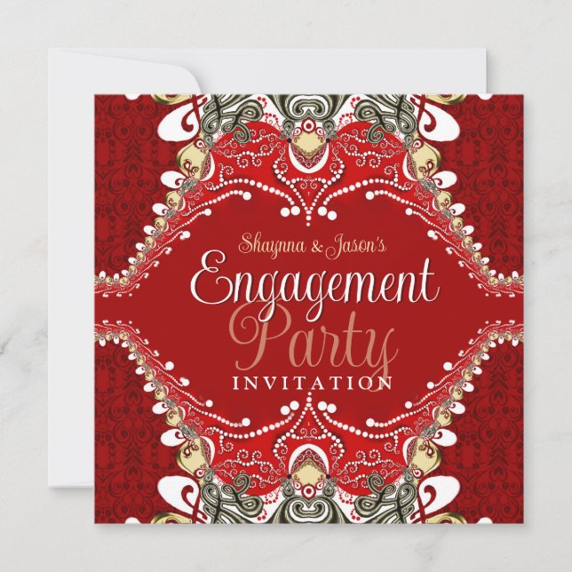 Bohemische Engagement der Red Batik Einladung (Vorderseite)