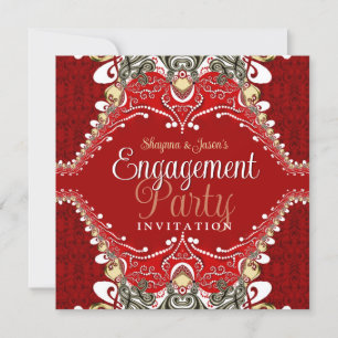 Bohemische Engagement der Red Batik Einladung