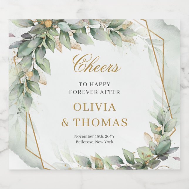 Bohemische Eukalyptus- und Goldhochzeit (Einzelnes Label)