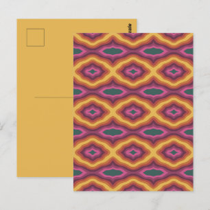 Bohemische Farbpalette Wavy Lattice Muster Art Postkarte