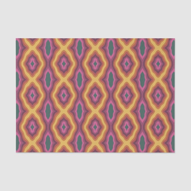 Bohemische Farbpalette Wavy Lattice Muster Art Seidenpapier (Vorderseite)