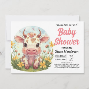 Bohemische Farm Niedliche Kuh Babydusche Einladung