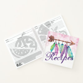 Bohemische Feathers und Arrow-Rezept-Notebooks Notizbuch