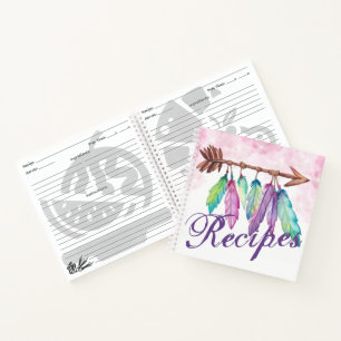 Bohemische Feathers und Arrow-Rezept-Notebooks Notizbuch