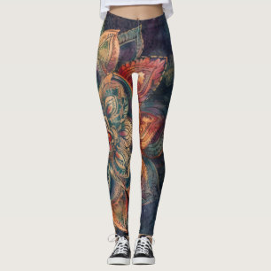 Bohemische Federn und Blume Leggings