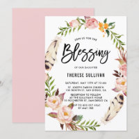 Bohemische Federn und Blumenkranz Baby Segen
