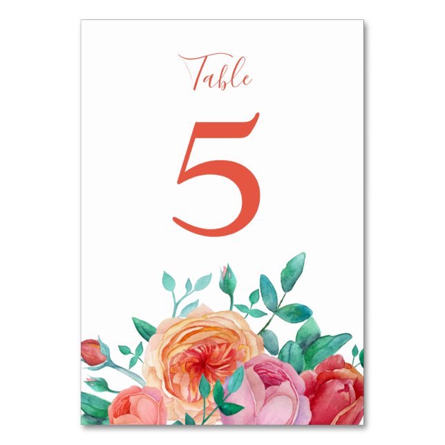 Bohemische Fettflorale Hochzeitskarte Tischnummer (Vorderseite)