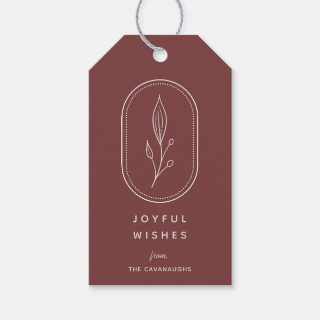 Bohemische Floral Logo-Weihnachtsgeschenke Geschenkanhänger (Vorderseite)