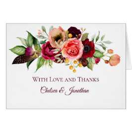 Bohemische florale Romance Hochzeit Dankeschön Kar