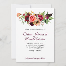 Bohemische florale Romantik Hochzeitseinladungen Ankündigung