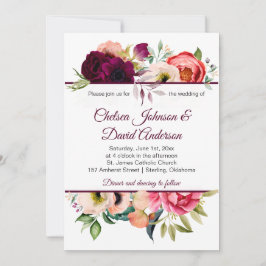Bohemische florale Romantik Hochzeitseinladungen Ankündigung