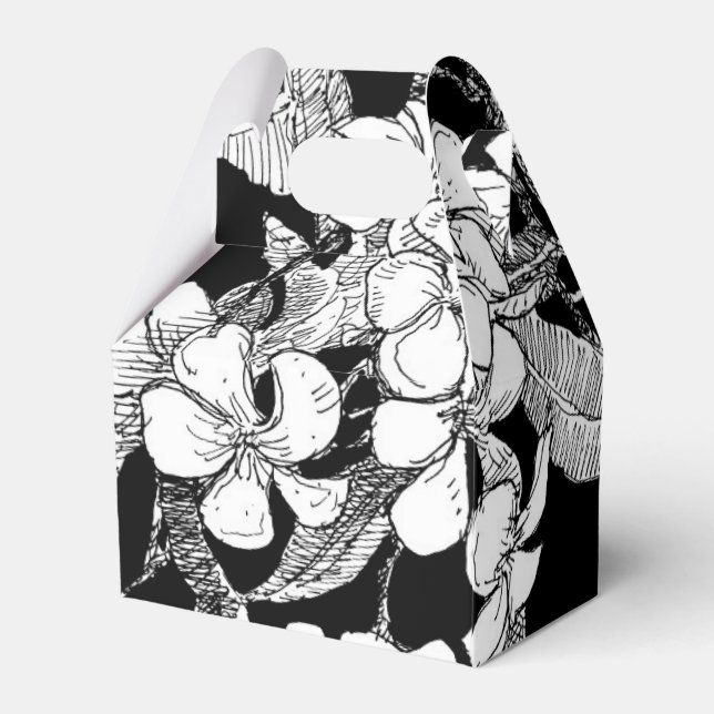 Bohemische florale Schwarz-weiß Moderne Geschenkschachtel (Rückseite)