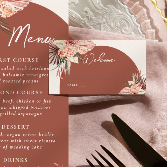 Bohemische Florenz Terracotta & Ivory Wedding Platzkarte (Von Creator hochgeladen)
