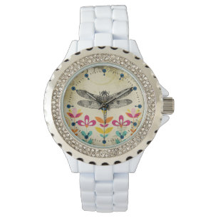 Bohemische Garten-Libellen-diamante de Armbanduhr