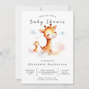 Bohemische Giraffe Babydusche Einladung