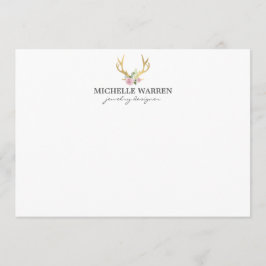 Bohemische Goldkleckse mit Blume mit flacher Notiz Mitteilungskarte