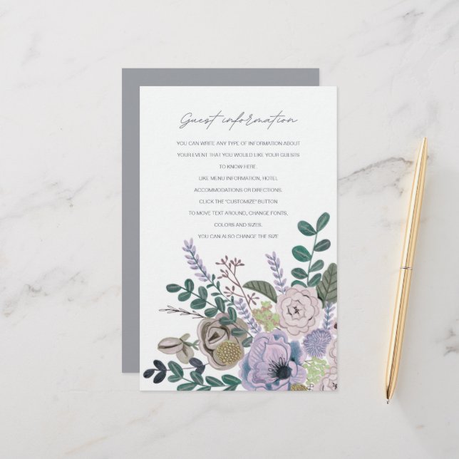 Bohemische graue und lavender Blume (Vorderseite/Rückseite Beispiel)