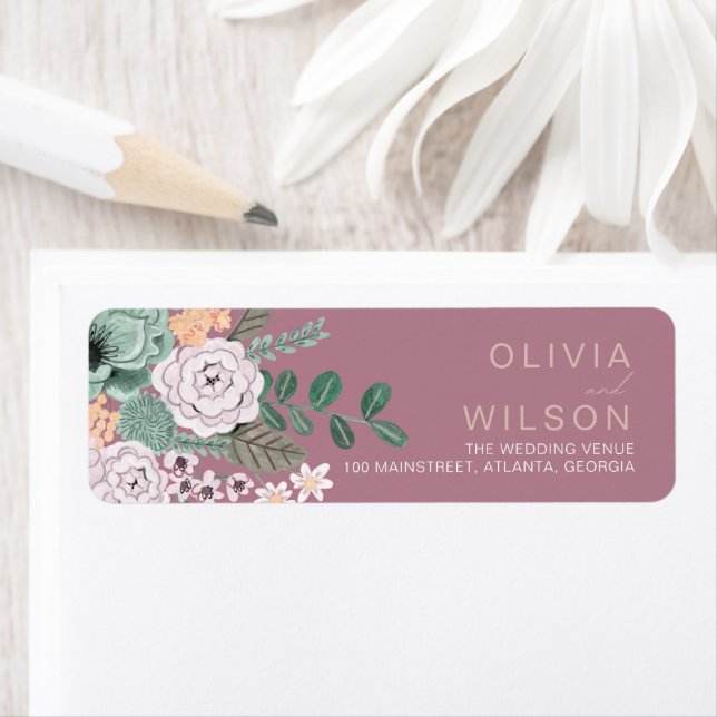 Bohemische Green & Mauve Chic Blume (Insitu)