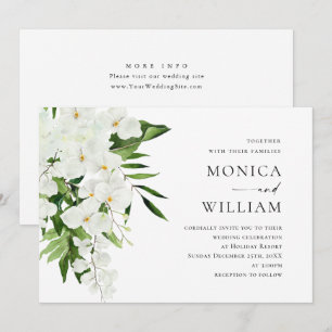 Bohemische Grüne Hochzeit mit eleganten Orchideen Einladung