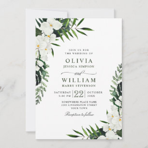 Bohemische Grüne Hochzeit mit eleganten Orchideen Einladung