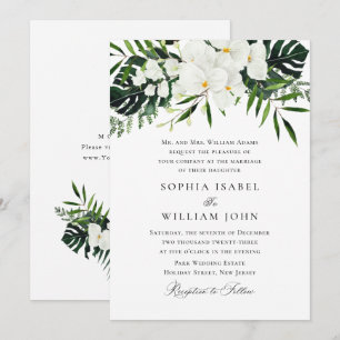 Bohemische Grüne Hochzeit mit eleganten Orchideen Einladung