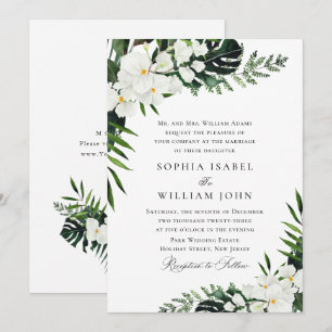 Bohemische Grüne Hochzeit mit eleganten Orchideen Einladung