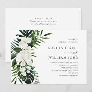 Bohemische Grüne Hochzeit mit eleganten Orchideen Einladung