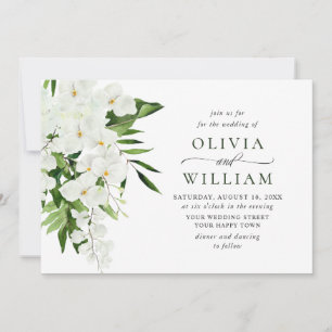 Bohemische Grüne Hochzeit mit eleganten Orchideen Einladung