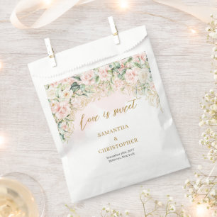Bohemische hellrosa Rose Eukalyptus Goldhochzeit Geschenktütchen