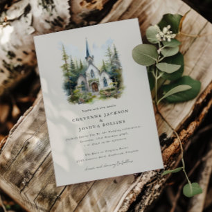 Bohemische Hochzeit im Wasserfarbenwald Einladung