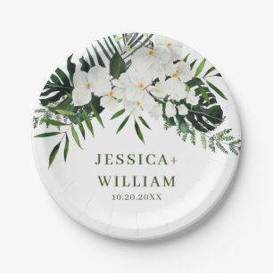 Bohemische Hochzeit mit Blumen und Orchideen Pappteller