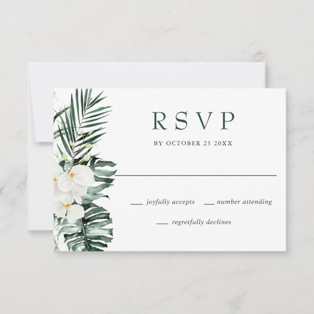 Bohemische Hochzeit mit eleganten Orchideen RSVP Karte (Vorderseite)