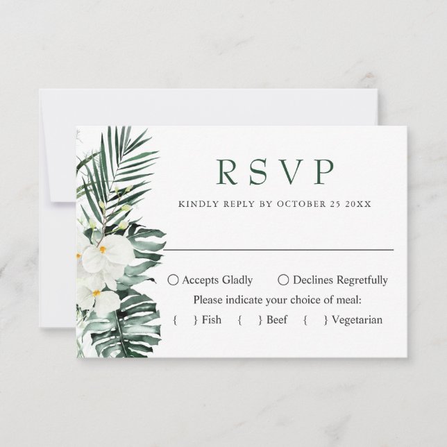 Bohemische Hochzeit mit eleganten Orchideen RSVP Karte (Vorderseite)