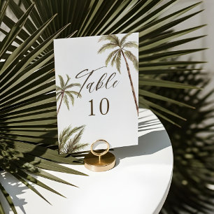 Bohemische Hochzeit mit tropischen Wasserfarbenpal Tischnummer