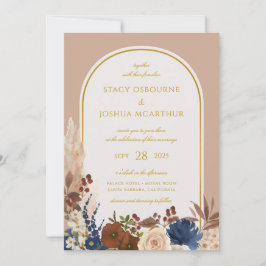 Bohemische Hochzeit von Aquarellblumen Einladung
