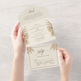 Bohemische Hochzeit von Earthy Pampas Grass All In One Einladung