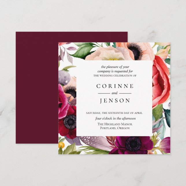 Bohemische Hochzeitseinladung Einladung (Vorne/Hinten)