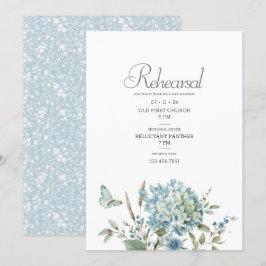 Bohemische Hochzeitsszene mit blauer Flora Probe Einladung