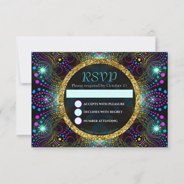Bohemische Hübsche Bat Mitzvah RSVP-Karte Einladung (Vorderseite)